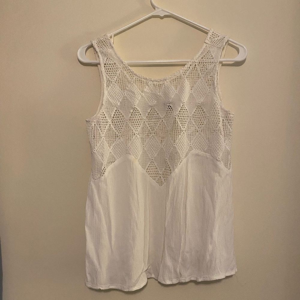 Women’s Small White Tank Top with Cross Pattern - Charlotte Russe